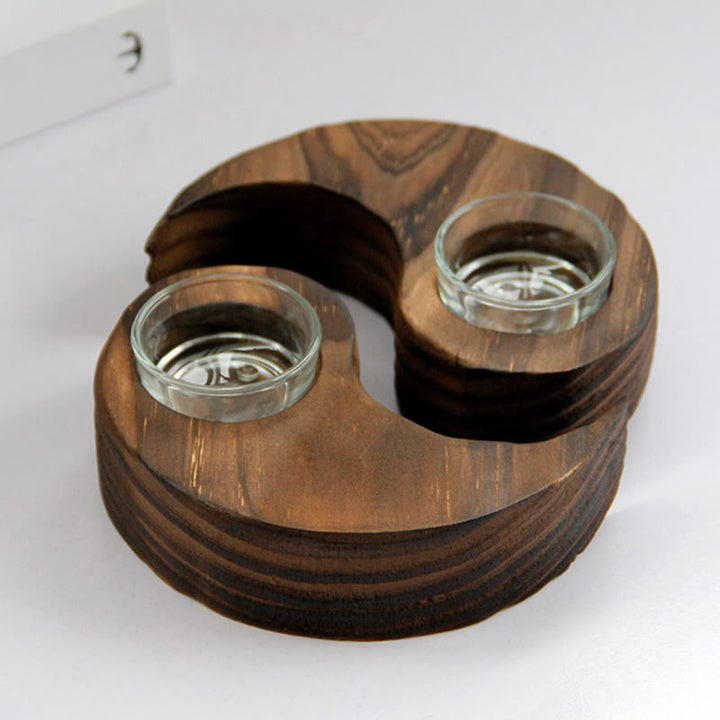 Buddha Stones Yin Yang Portacandele in legno Meditazione Rituali Usa oggetti