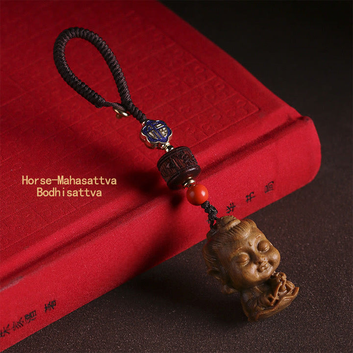 Zodiaco cinese Buddha natale Sandalo verde Om Mani Padme Hum Portachiavi della pace