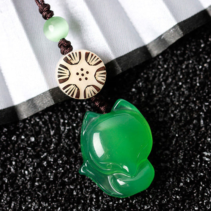 Decorazione da appendere al telefono in calcedonio naturale Fox Harmony