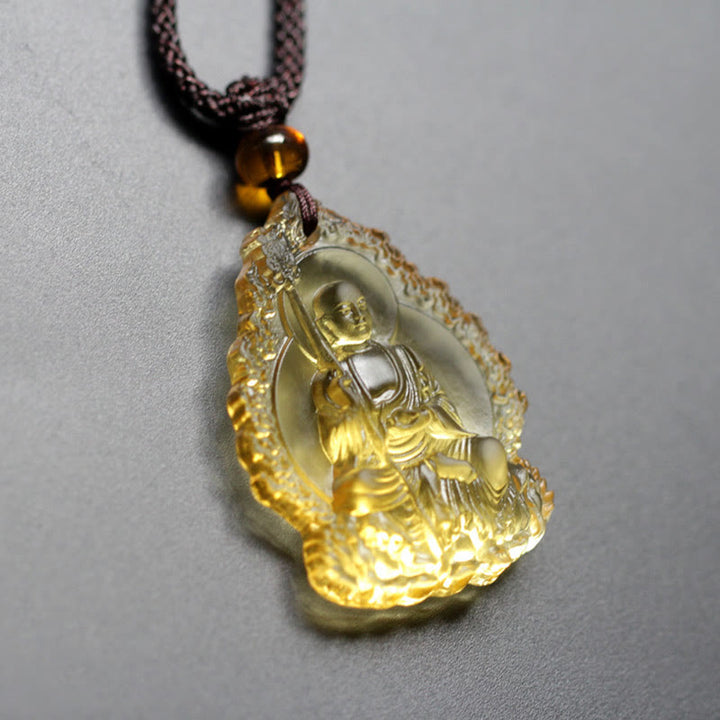 Buddha Stones Collana con ciondolo amuleto della serenità di cristallo Buddha Ksitigarbha Liuli
