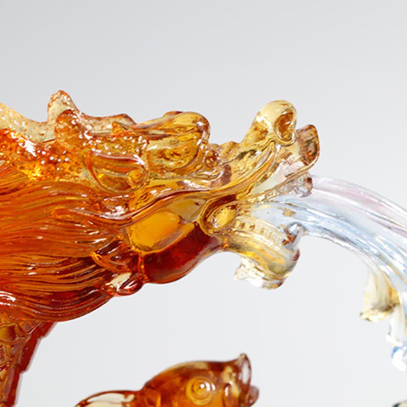 Buddha Stones Feng Shui Drago Koi Pesce Fatto a Mano Liuli Cristallo Arte Pezzo Decorazione Casa Ufficio - image 5