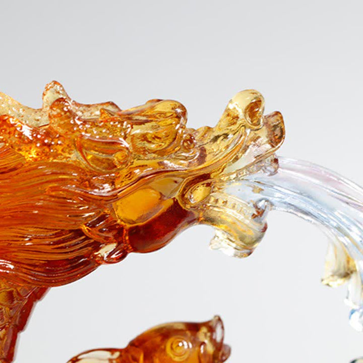 Buddha Stones Feng Shui Drago Koi Pesce Fatto a Mano Liuli Cristallo Arte Pezzo Decorazione Casa Ufficio - image 5