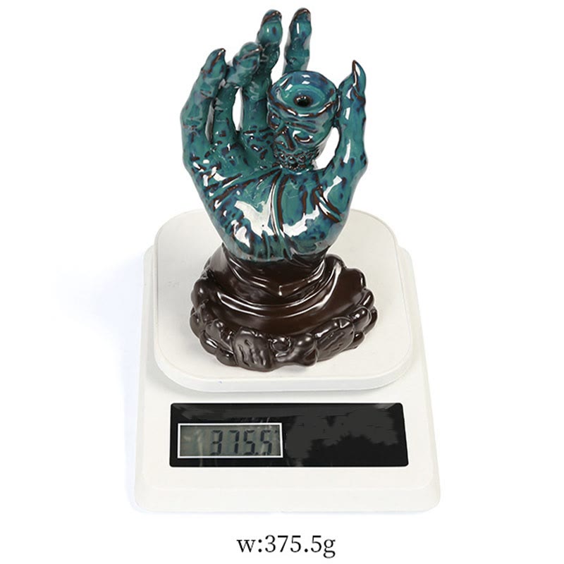 Buddha Stones Halloween Fantasma Mano Teschio Testa Ceramica Pace Guarigione Bruciatore di Incenso Decorazione