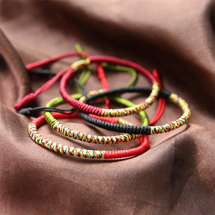 Bracciale intrecciato con nodo King Kong multicolore fatto a mano in pietra Buddha Stones tibetano, fortuna e forza
