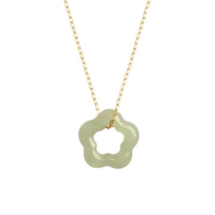 Collana con ciondolo con ciondolo floreale in giada ciano Buddha Stones , delicata giada Hetian - image 9