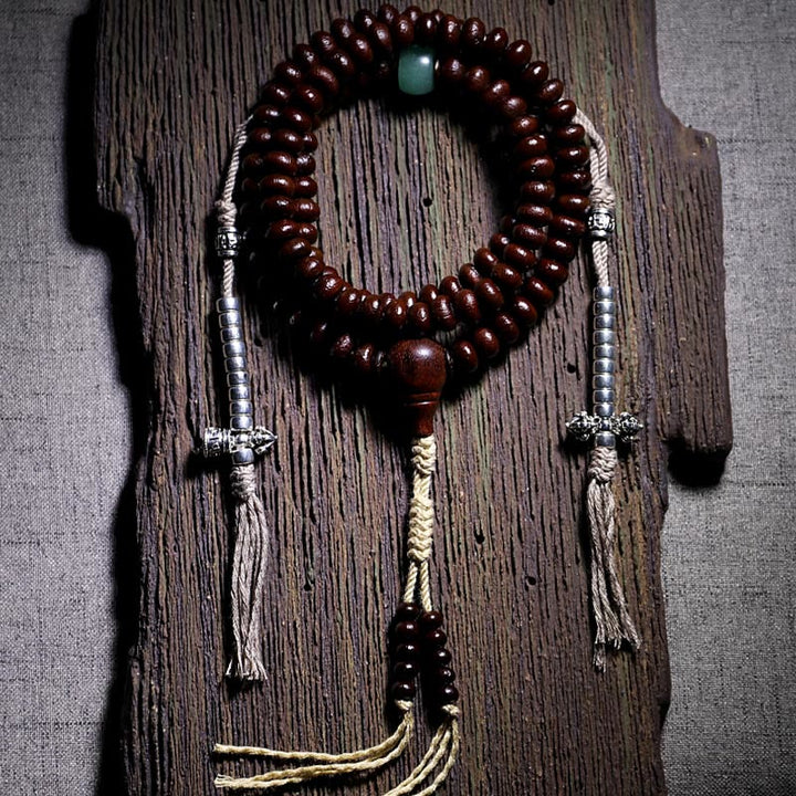 Buddha Stones Tibet naturale 108 Mala Beads Viola Bodhi Seed Three-eyed Dzi Bead Rame Dorje Harmony Bracciale