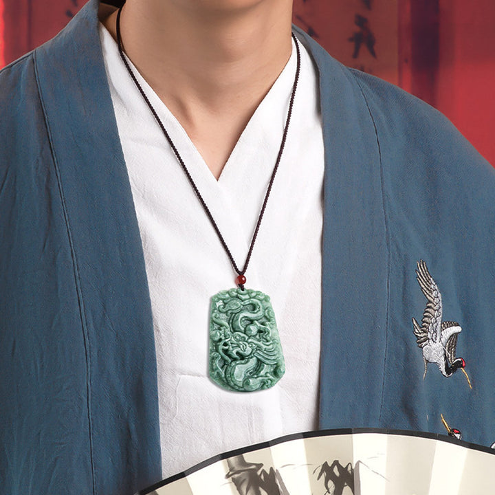 Collana con ciondolo a corda con forza di Buddha Stones Zodiaco cinese Drago Giada - image 3