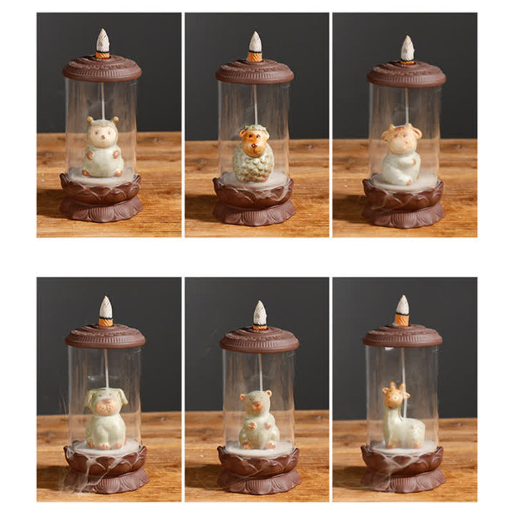 Meditazione Wukong Monkey King Argilla Viola Parabrezza Loto Fontana di Fumo a Riflusso Bruciatore di Incenso Decorazione