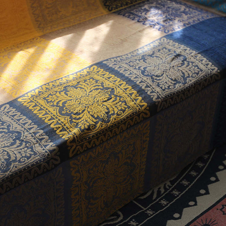 Coperta accogliente tinta a mano con motivo floreale colorato tibetano Buddha Stones