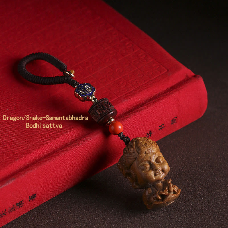 Zodiaco cinese Buddha natale Sandalo verde Om Mani Padme Hum Portachiavi della pace