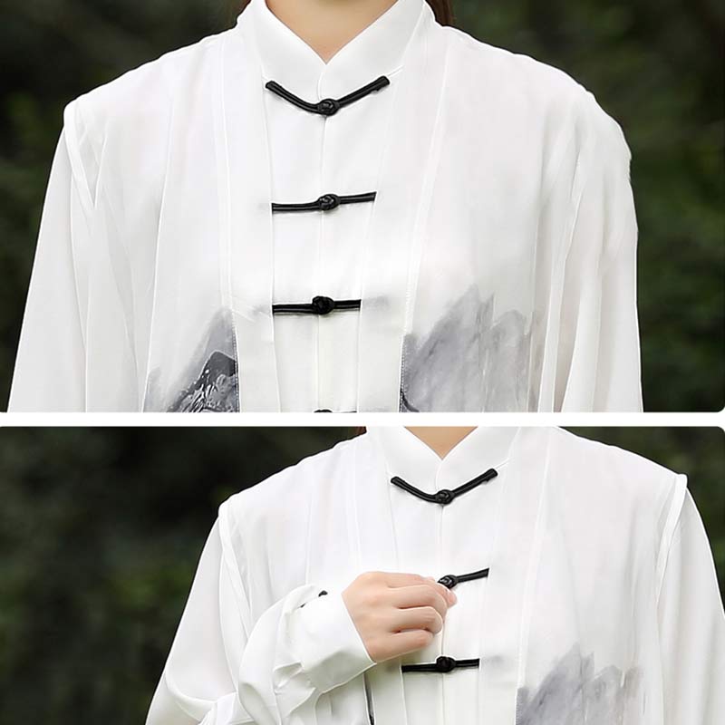 3 pezzi pittura a inchiostro meditazione preghiera spirituale zen tai chi qigong pratica abbigliamento unisex set - image 12