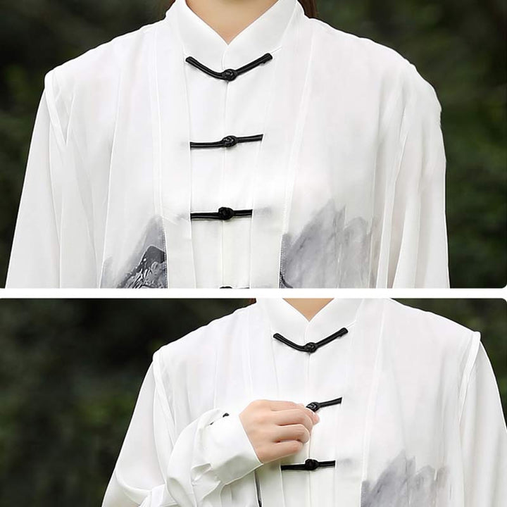 3 pezzi pittura a inchiostro meditazione preghiera spirituale zen tai chi qigong pratica abbigliamento unisex set - image 12