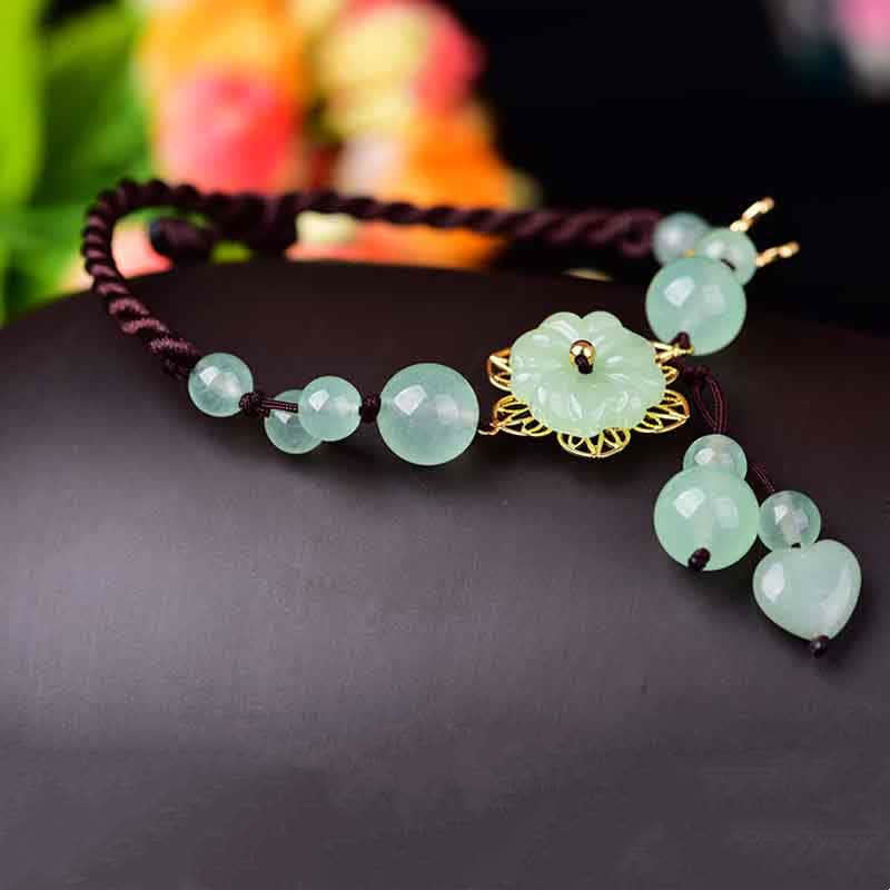 Buddha Stones Fiore Giada Farfalla Fortuna Abbondanza Charm Cavigliera