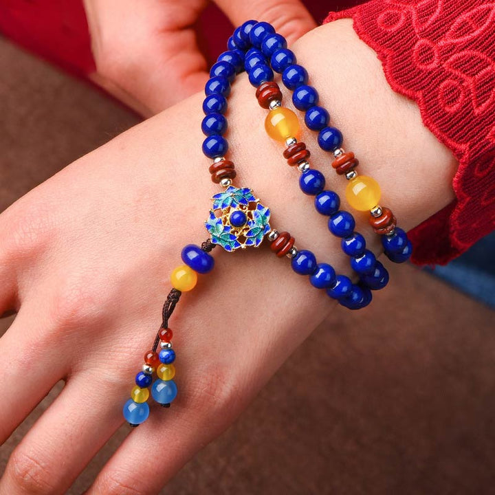 Braccialetto positivo Buddha Stones Lazurite Yellow Agate