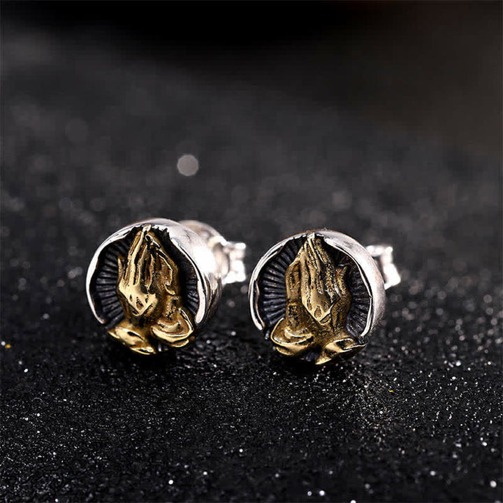 Orecchini a bottone Buddha Stones in argento sterling 925 Namaste Equality