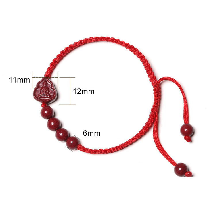 Bracciale con cordino di benedizione Buddha Stones che ride Buddha Avalokitesvara cinabro