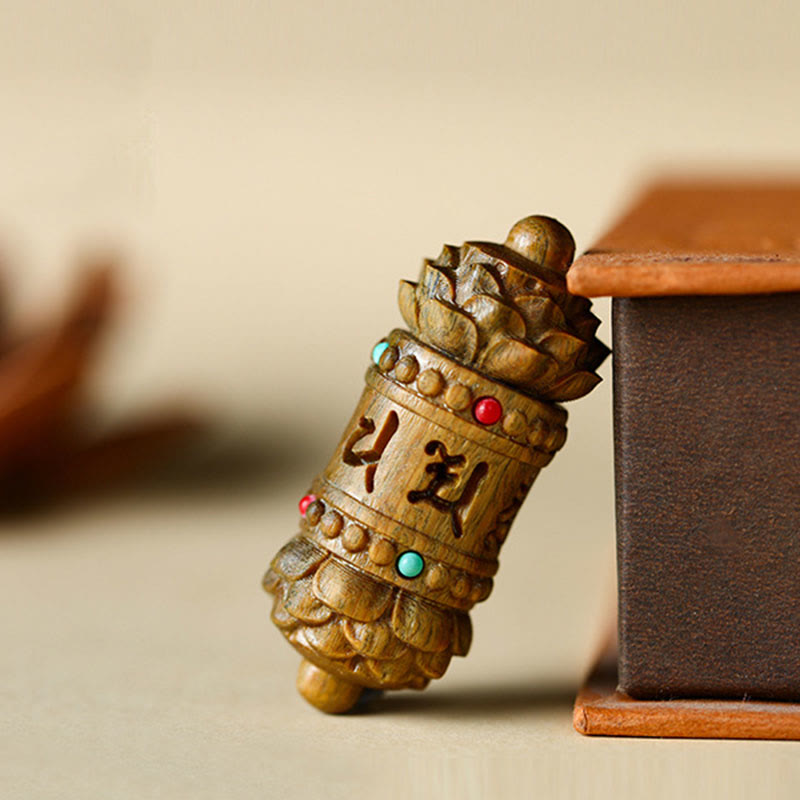 Buddha Stones Tibet Sandalo verde Palissandro Om Mani Padme Hum Loto Collana pendente rilassante positivo - image 1
