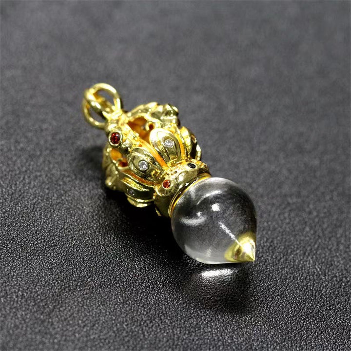 Buddha Stones Tibetano Dorje Vajra 4 punte Loto Liuli Cristallo Forza Collana Pendente
