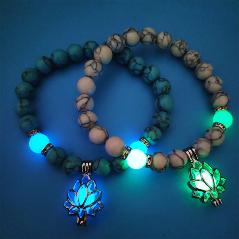 Braccialetto di protezione con perline luminose in pietra luminosa turchese tibetano Buddha Stones