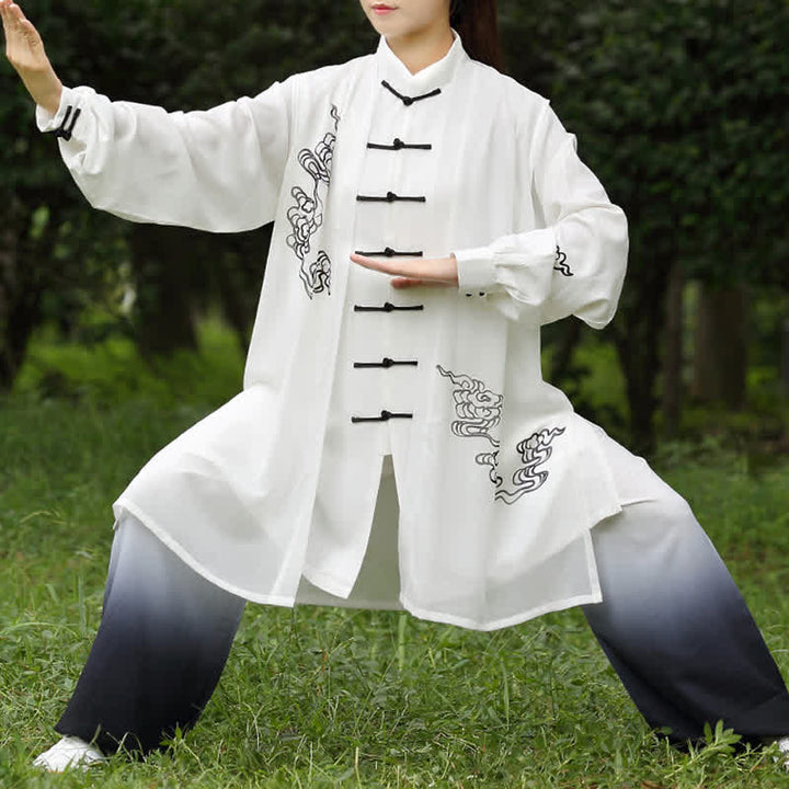 Buddha Stones Nuvole di buon auspicio Gradiente Meditazione Preghiera Spirituale Zen Tai Chi Qigong Pratica Set di abbigliamento da donna - image 3