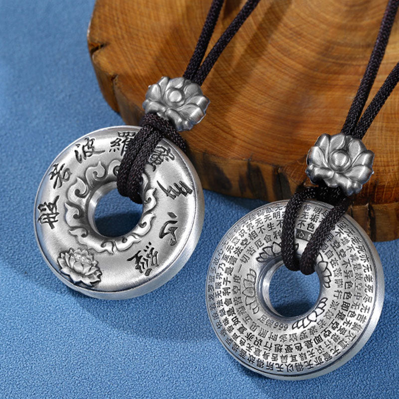 Collana con ciondolo a forma di fibbia della pace con cuore in argento sterling 999, Buddha Stones - image 1