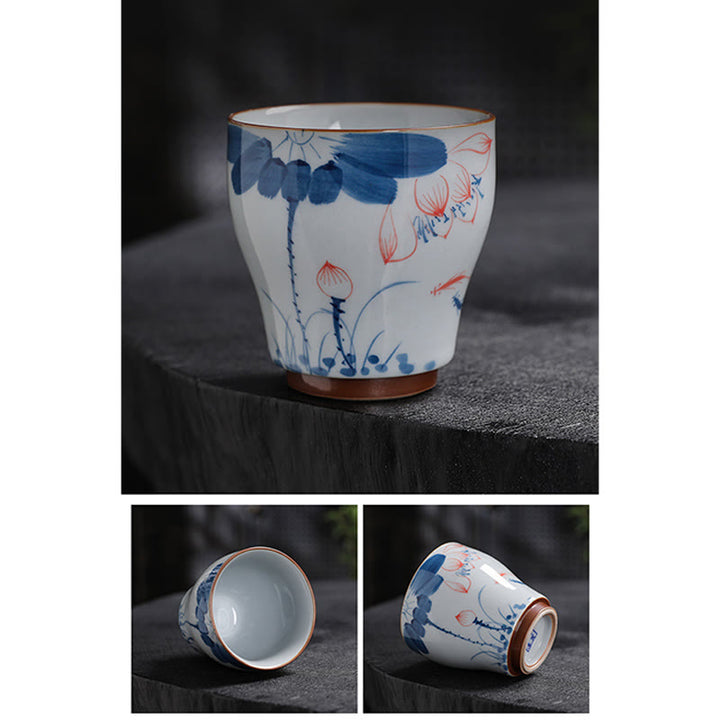 Buddha Stones Fiore di Loto Foglia di Bambù Tazza da Tè in Ceramica Tazze da Tè Kung Fu
