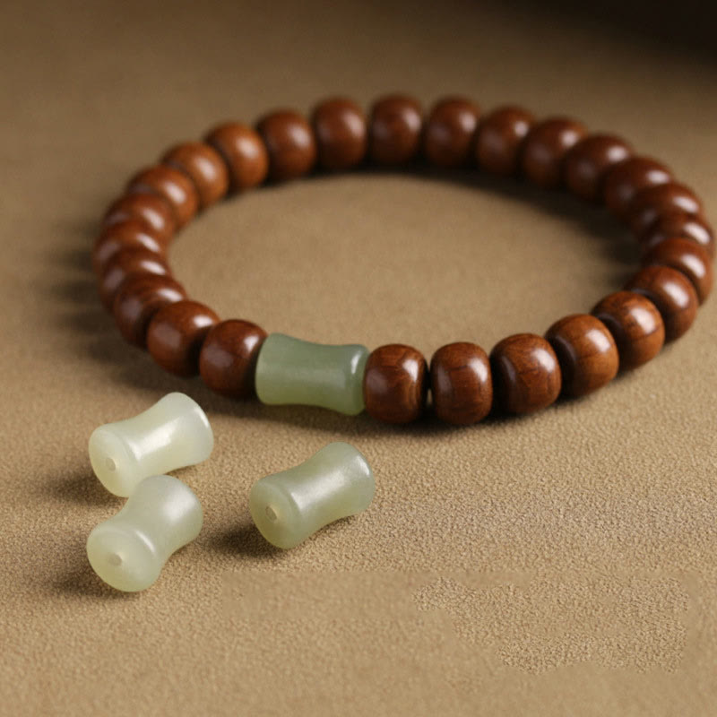 Bracciale Buddha Stones Natural Abelia Biflora Wood Hetian Jade Bamboo Bead che allontana gli spiriti maligni