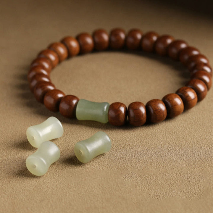 Bracciale Buddha Stones Natural Abelia Biflora Wood Hetian Jade Bamboo Bead che allontana gli spiriti maligni