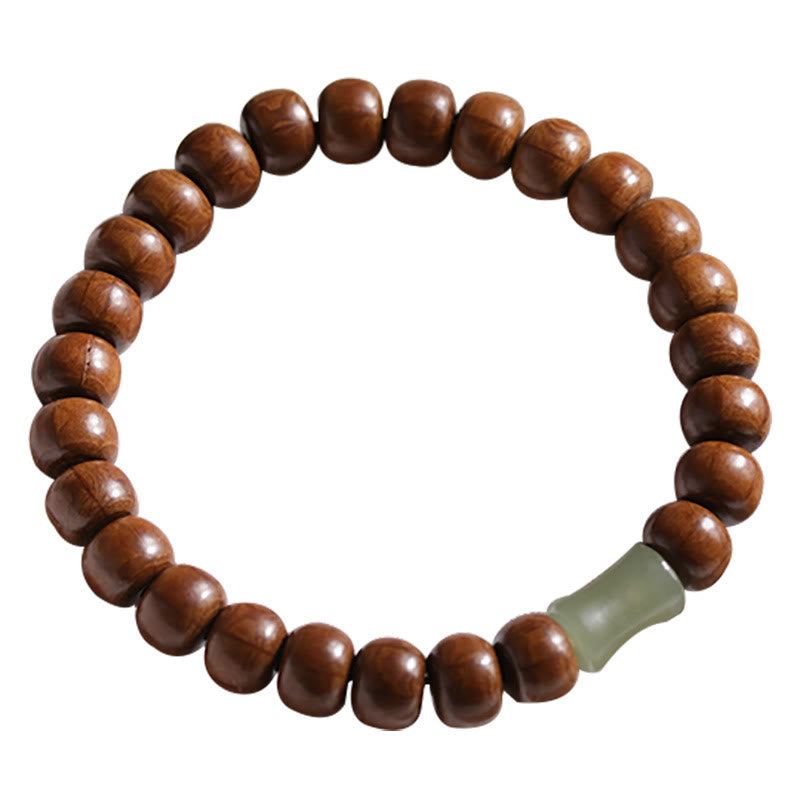 Bracciale Buddha Stones Natural Abelia Biflora Wood Hetian Jade Bamboo Bead che allontana gli spiriti maligni