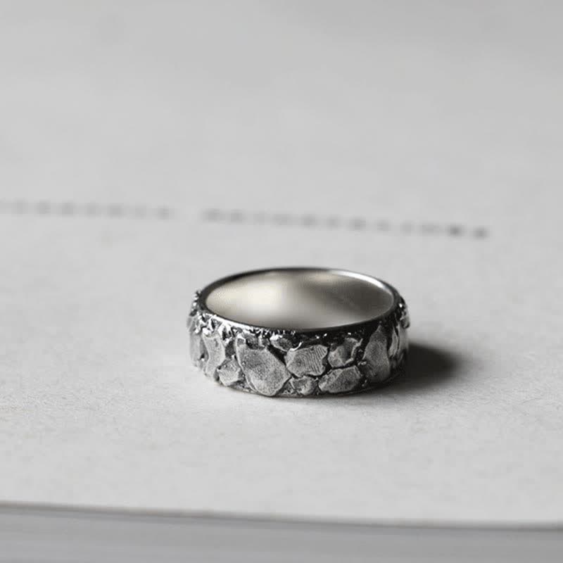 Anello in rame con motivo a roccia Buddha Stones e benedizione della fortuna