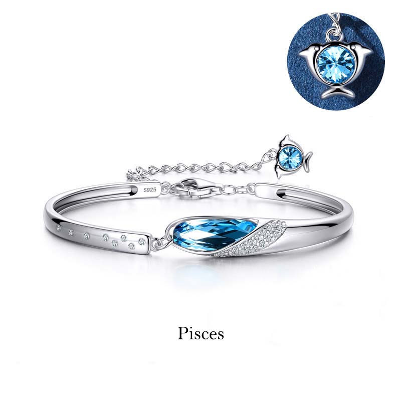 Bracciale con ciondolo Buddha Stones in rame placcato argento 925 con 12 costellazioni dello zodiaco