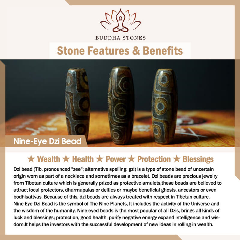 Collana con ciondolo in corda intrecciata con perline Dzi tibetane a nove occhi Buddha Stones