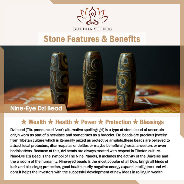 Collana con ciondolo in corda intrecciata con perline Dzi tibetane a nove occhi Buddha Stones