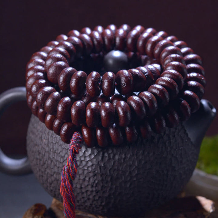 Buddha Stones Tibet naturale 108 Mala Beads Purple Bodhi Seed Bracciale della ricchezza