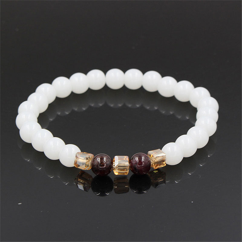 Braccialetto di protezione in giada bianca naturale Buddha Stones