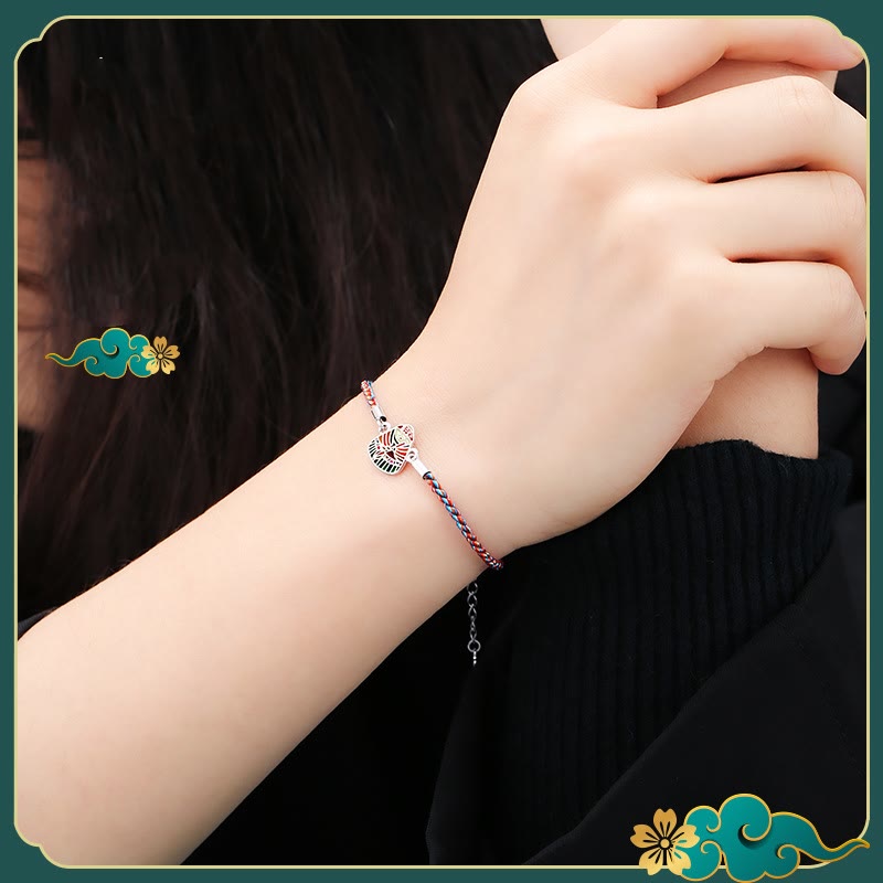 Braccialetto artigianale multicolore con motivo Zongzi in argento sterling 925 Buddha Stones