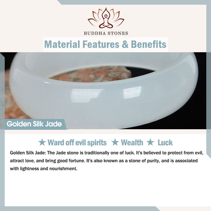 Braccialetto Buddha Stones Naturale Traslucido Seta Dorata Giada Ricchezza Fortuna