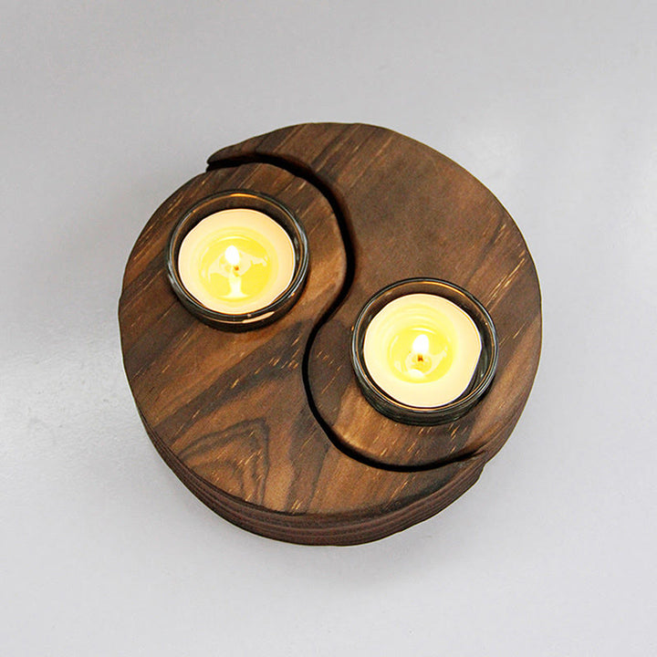 Buddha Stones Yin Yang Portacandele in legno Meditazione Rituali Usa oggetti
