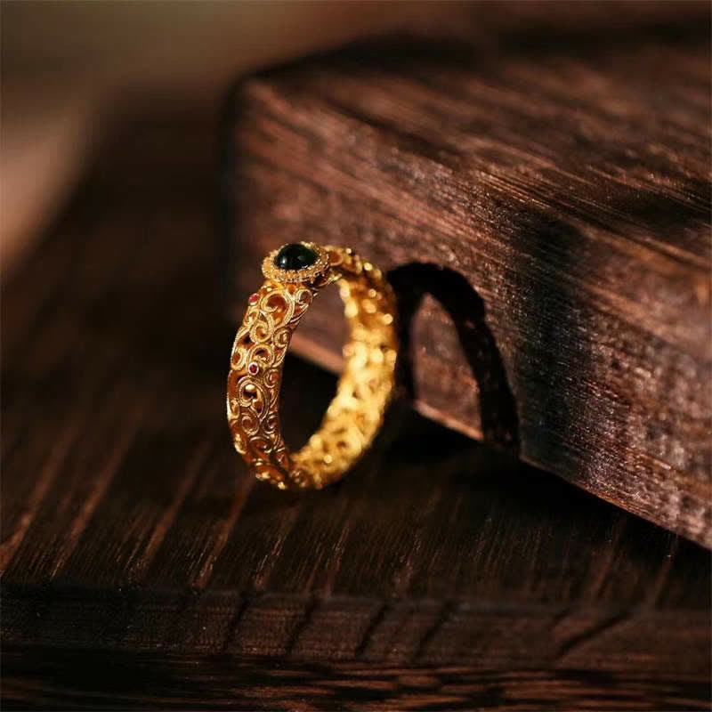 Anello Buddha Stones 925 Sterling Silver Ciano Giada Successo Fortuna - image 4