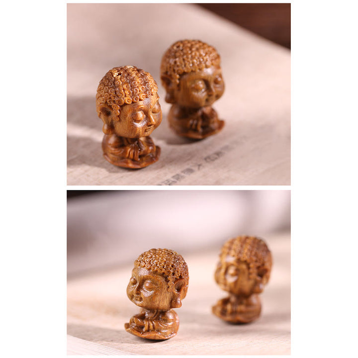 Zodiaco cinese Natale Buddha Sandalo verde Loto Inciso Decorazione positiva per la casa