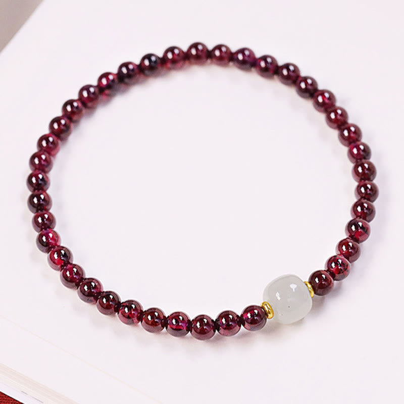 Braccialetto di purificazione con perline di giada granata naturale Buddha Stones