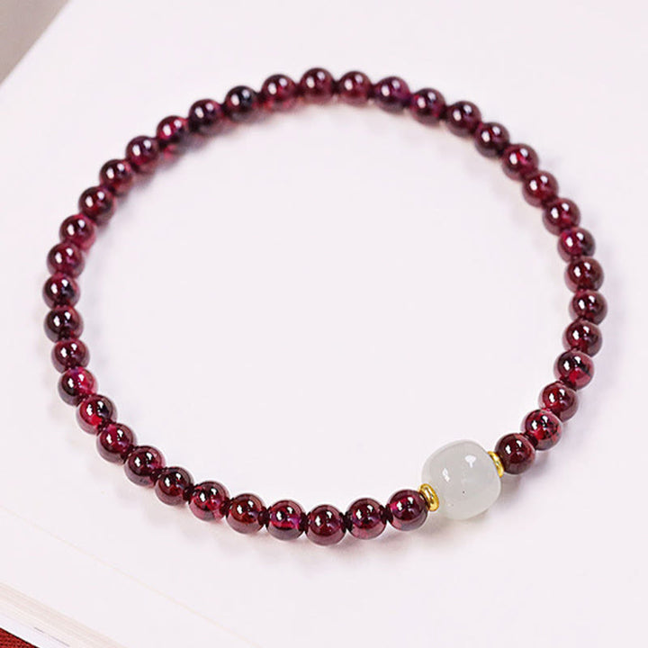 Braccialetto di purificazione con perline di giada granata naturale Buddha Stones