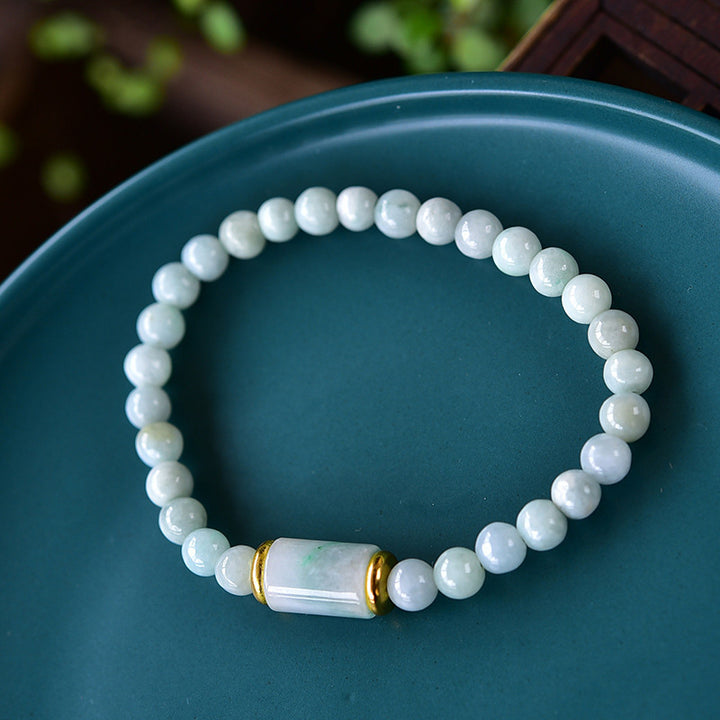Braccialetto di fortuna e prosperità in giada naturale Buddha Stones