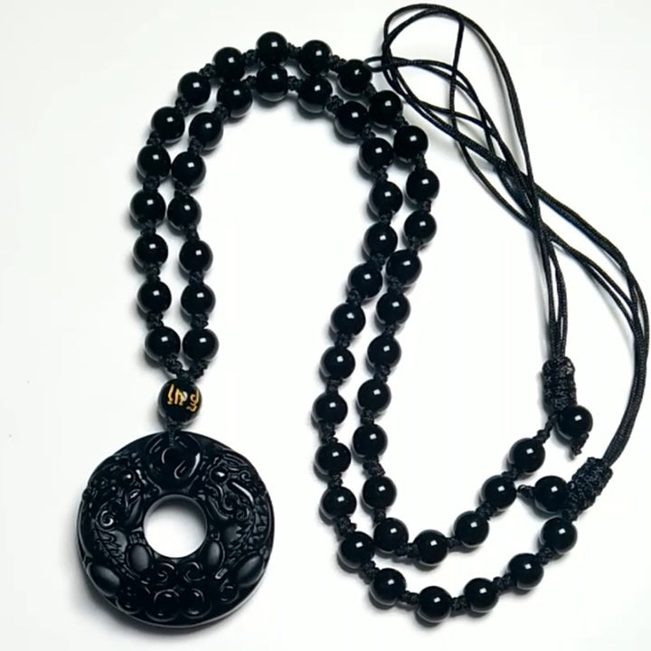 Collana con ciondolo di ricchezza in ossidiana Pixiu Buddha Stones - image 5