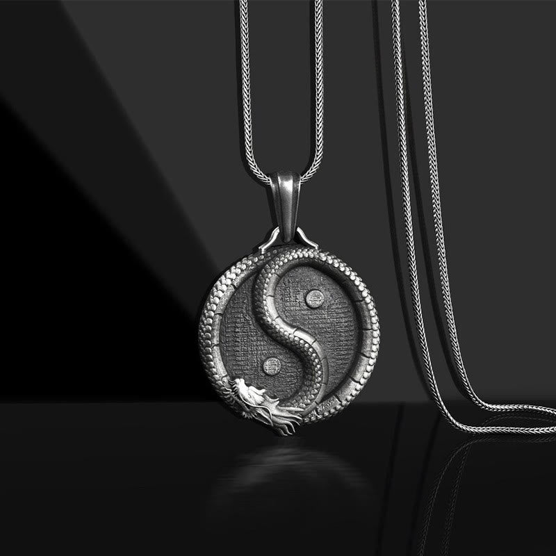 Buddha Stones Pure Tin Yin Yang Drago Fortuna Forza Collana Pendente - Ciondolo e catena a chiglia - image 1