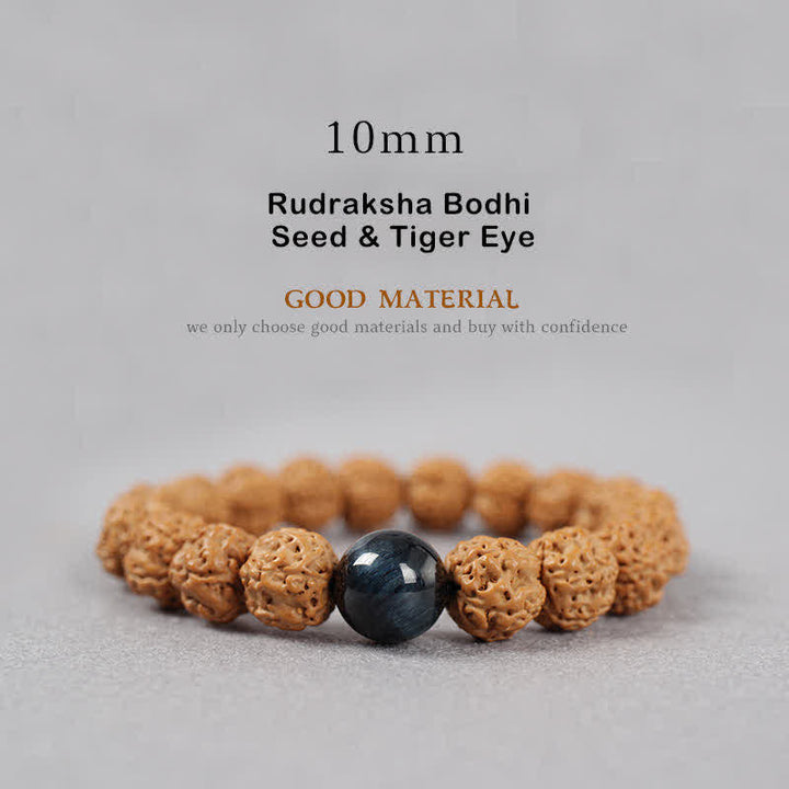 Buddha Stones Tibet Rudraksha Bodhi Seed Dzi Bead Ambra Turchese Bracciale della Ricchezza