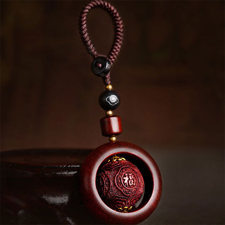 Buddha Stones Tibetano Piccola Foglia Sandalo Rosso Ebano Fortuna Protezione Rotazione Decorazione