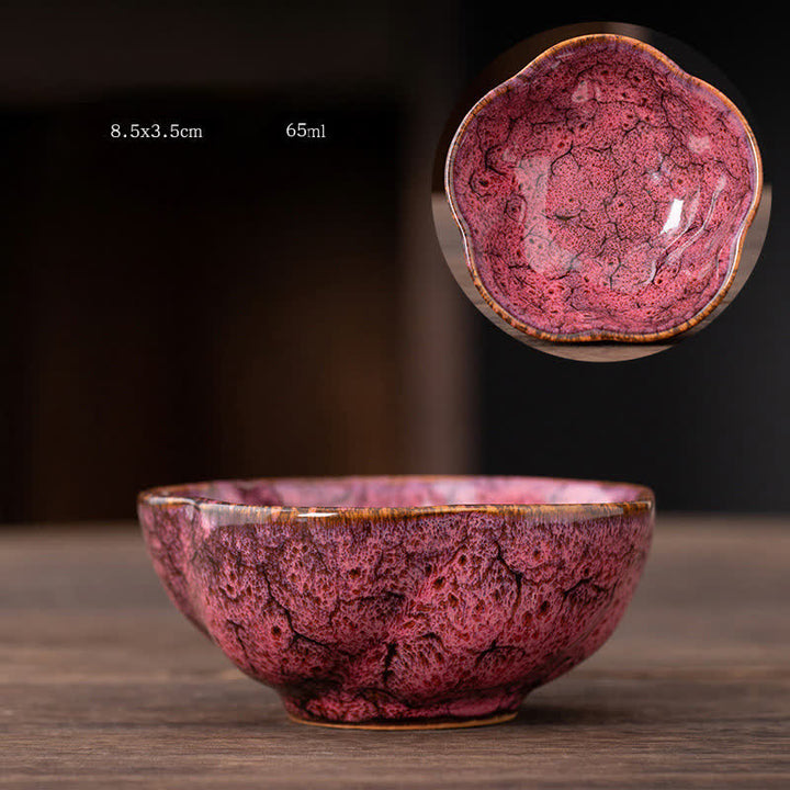 Buddha Stones Peach Blossom Pattern Tazza da tè in ceramica Tazze da tè a forma di fiore