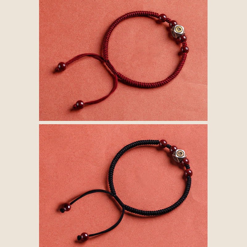 Bracciale Buddha Stones 925 Sterling Silver Zodiaco Cinese Buddha Natale Cinabro Calma