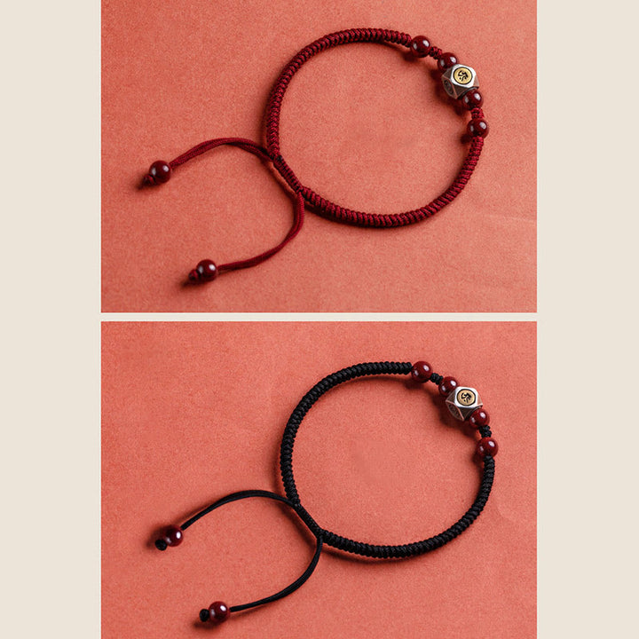 Bracciale Buddha Stones 925 Sterling Silver Zodiaco Cinese Buddha Natale Cinabro Calma
